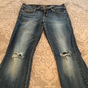 Decree Distressed Slim Bootcut Stretch Jeans